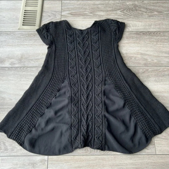 Crea Concept Pure Wool Cable Knit Flared Peplum Hem Short Sleeve Sweater - Picture 10 of 14